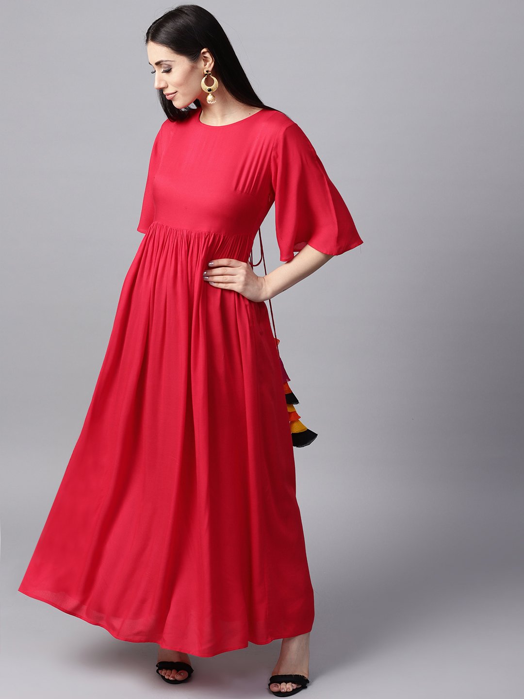 plain red maxi dress kurti